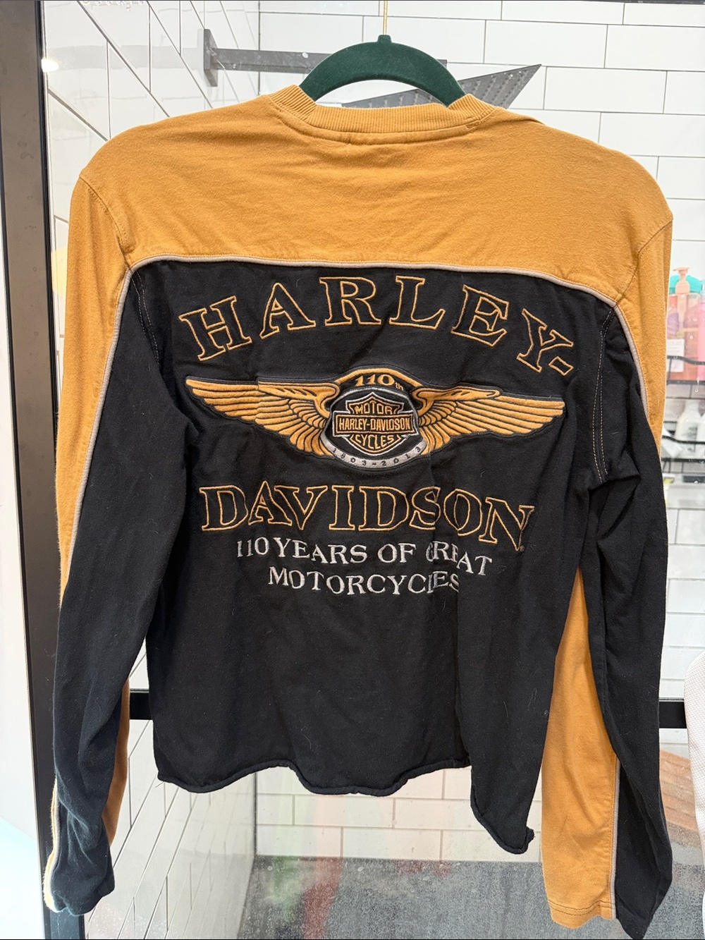 Harley-Davidson Black & Mustard Two-Tone Long Sleeve Shirt